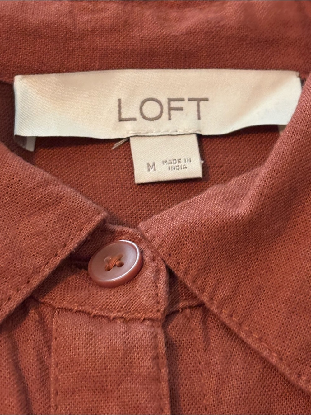LOFT Linen Everyday Oversized Pocket Shirt - Intense Copper - Picture 5 of 9
